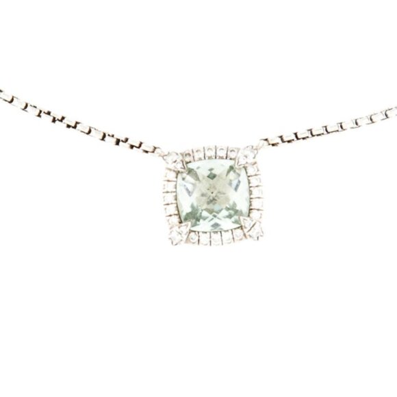 DAVID YURMAN DIAMOND & PRASIOLITE PETITE CHATELAINE PAVÉ BEZEL PENDANT NECKLACE